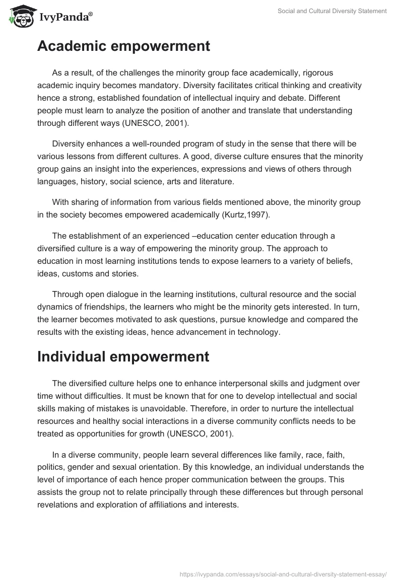 Social and Cultural Diversity Statement. Page 3