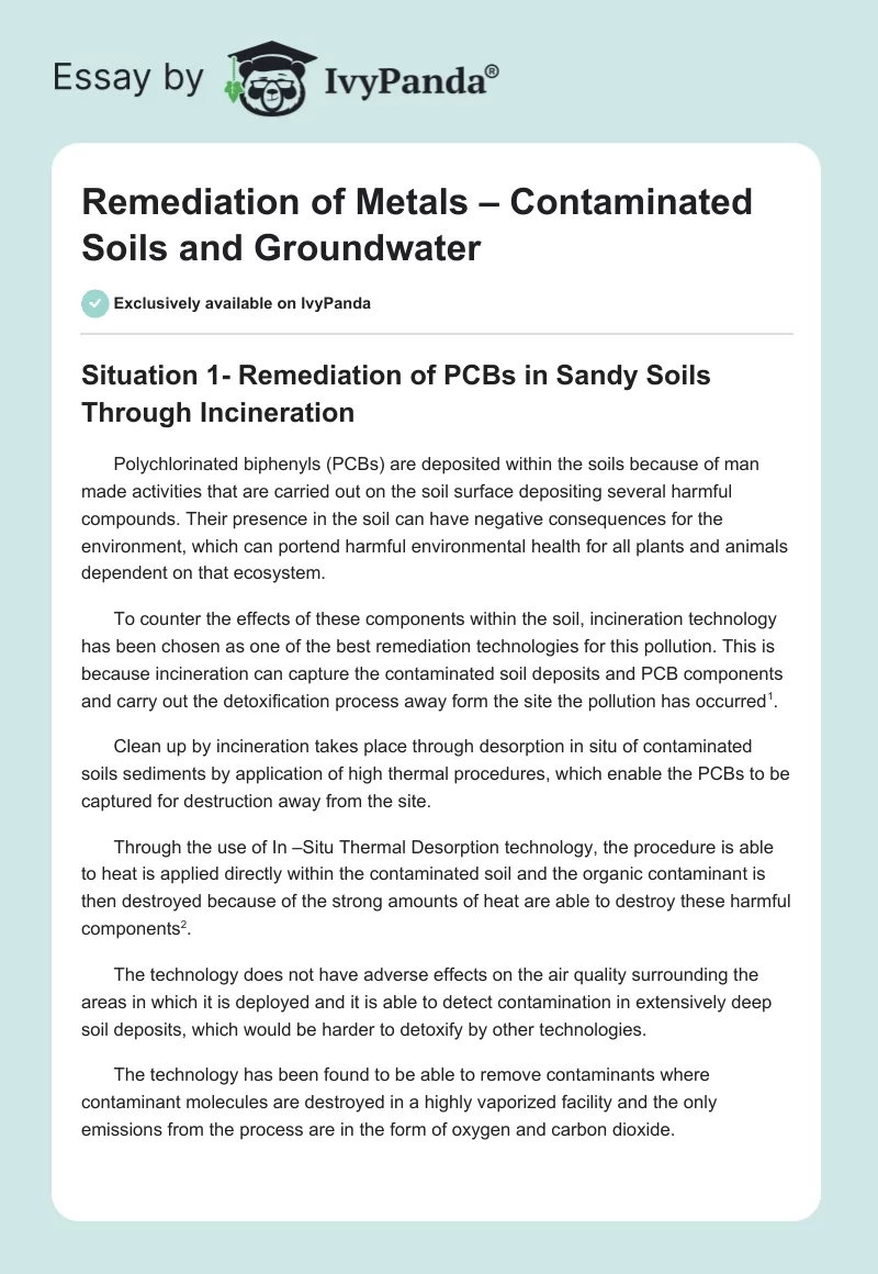 Remediation of Metals – Contaminated Soils and Groundwater. Page 1