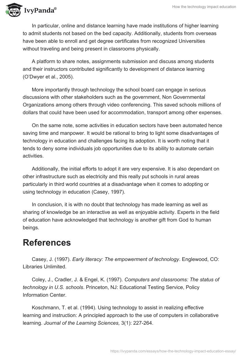 How the technology impact education. Page 2