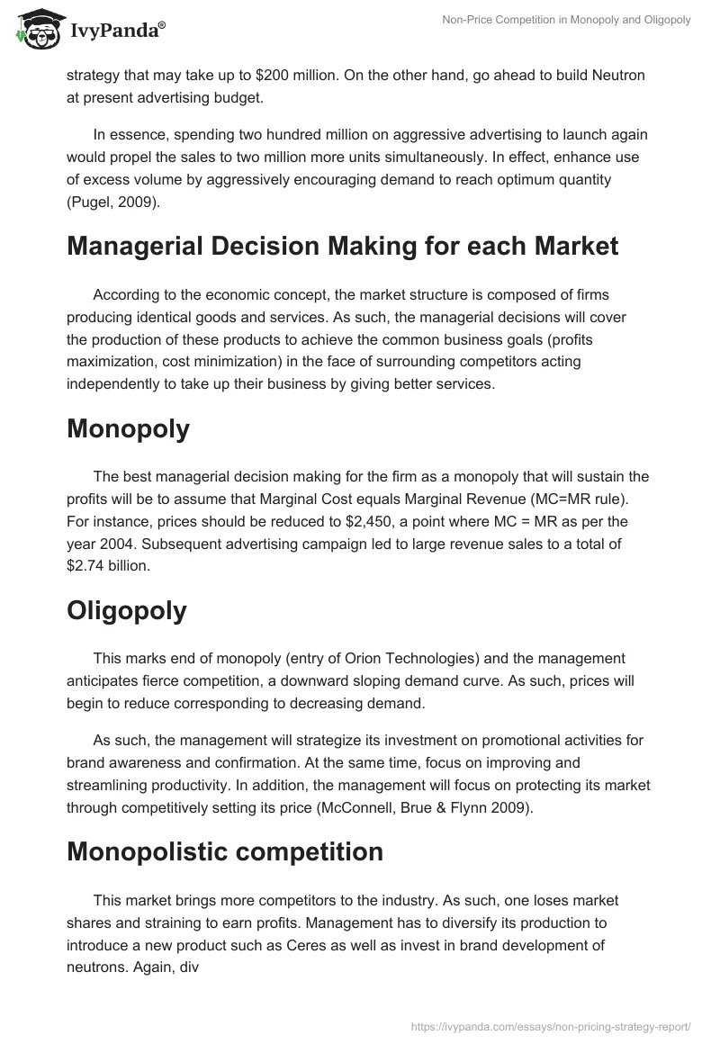 Non-Price Competition in Monopoly and Oligopoly. Page 2