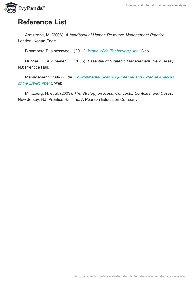 External and Internal Environmental Analysis. Page 5