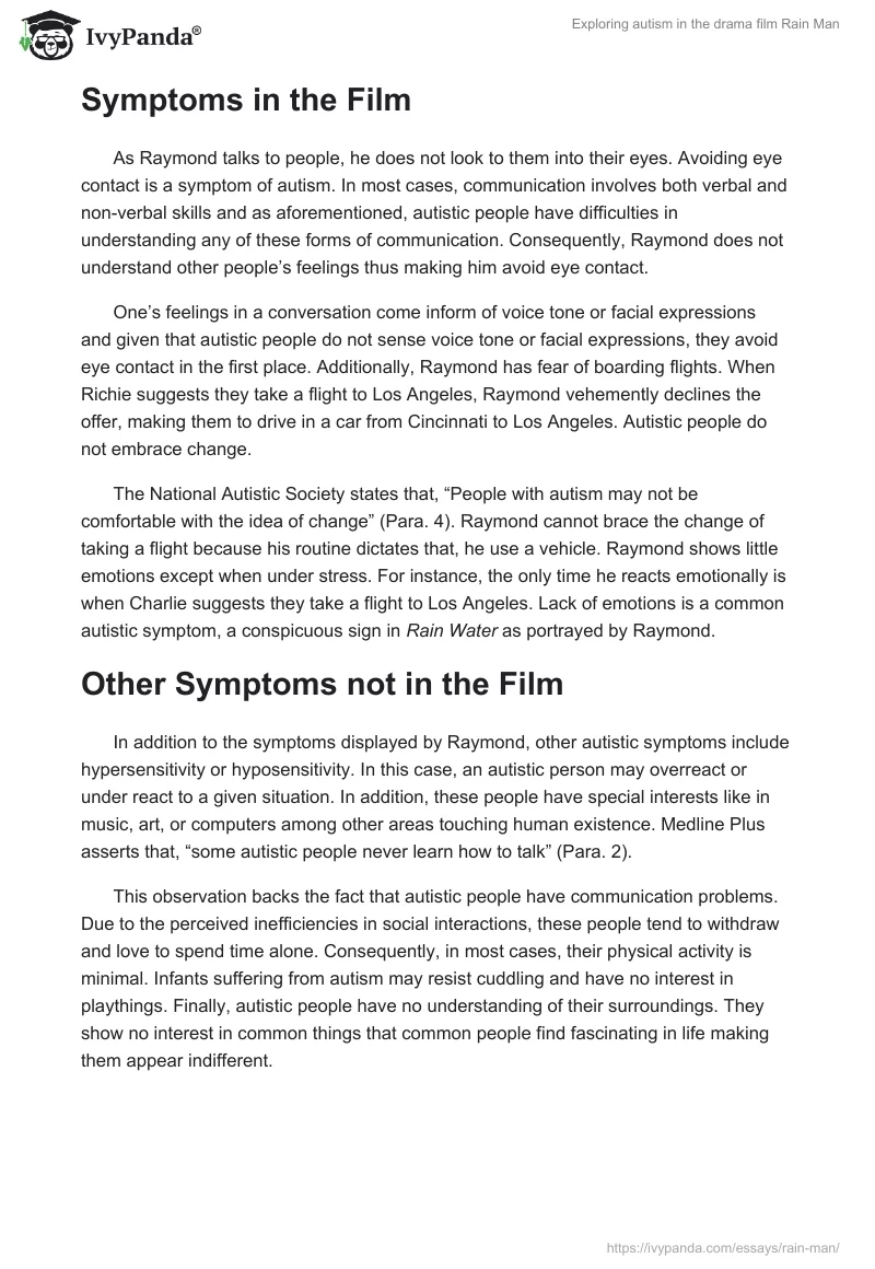 Exploring Autism in the Drama Film Rain Man. Page 2