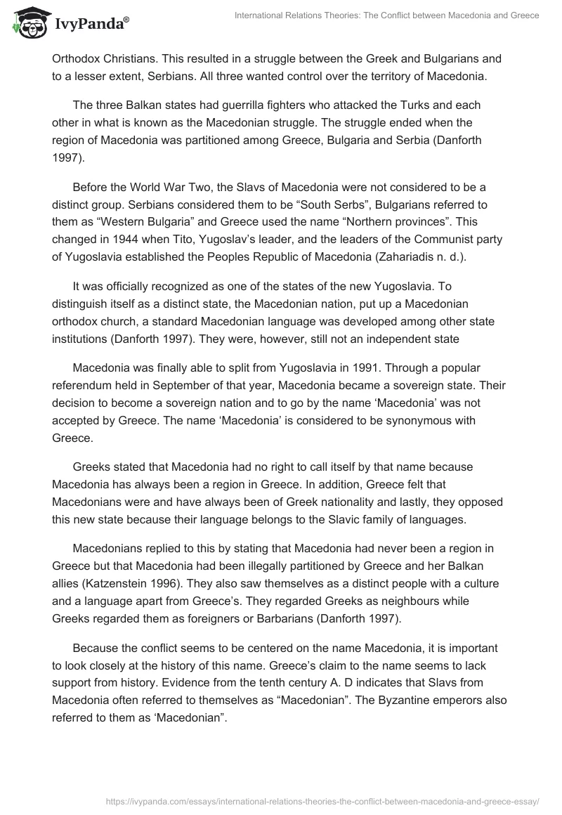 International Relations Theories: The Conflict between Macedonia and Greece. Page 2