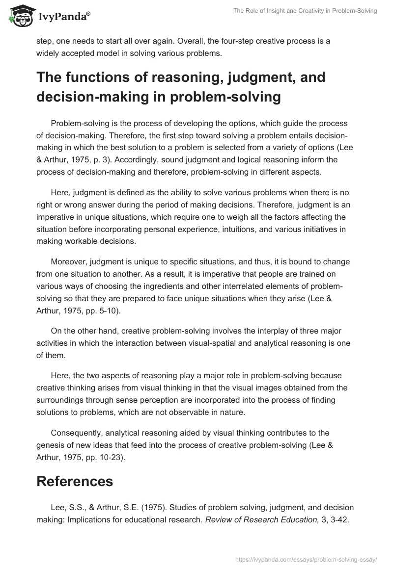 The Role of Insight and Creativity in Problem-Solving. Page 2