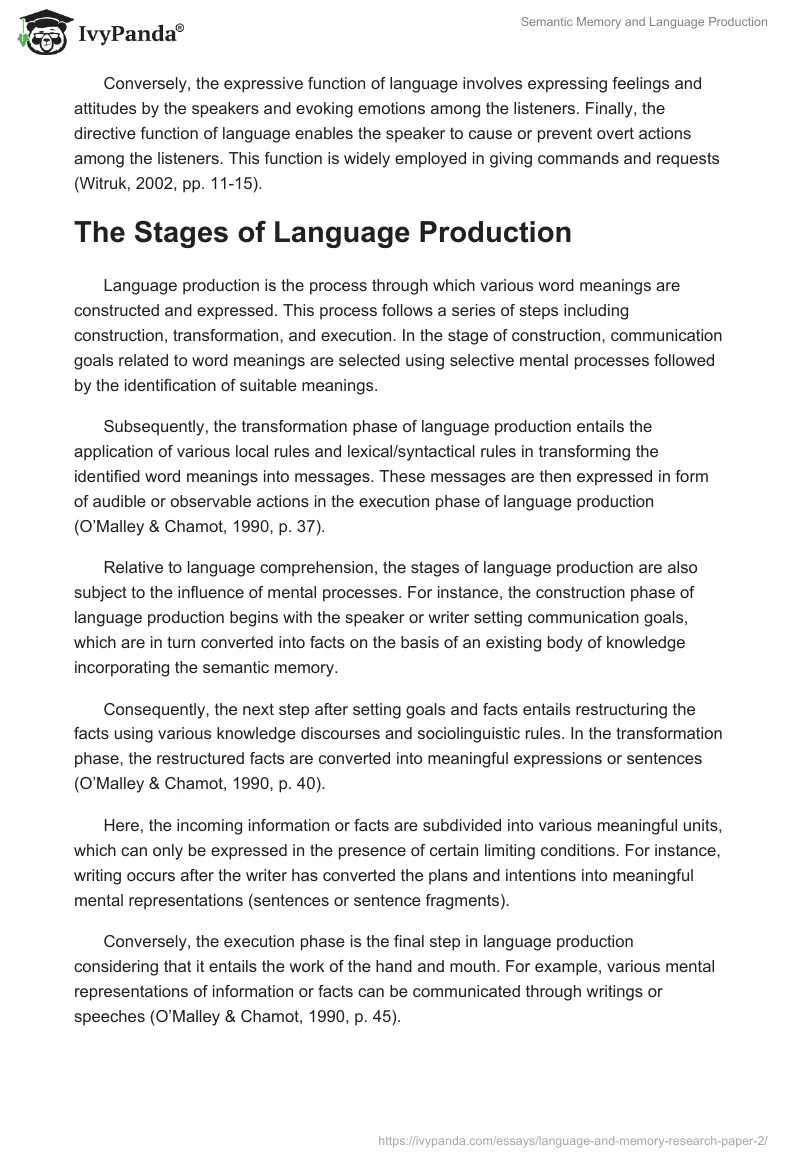 Semantic Memory and Language Production. Page 3