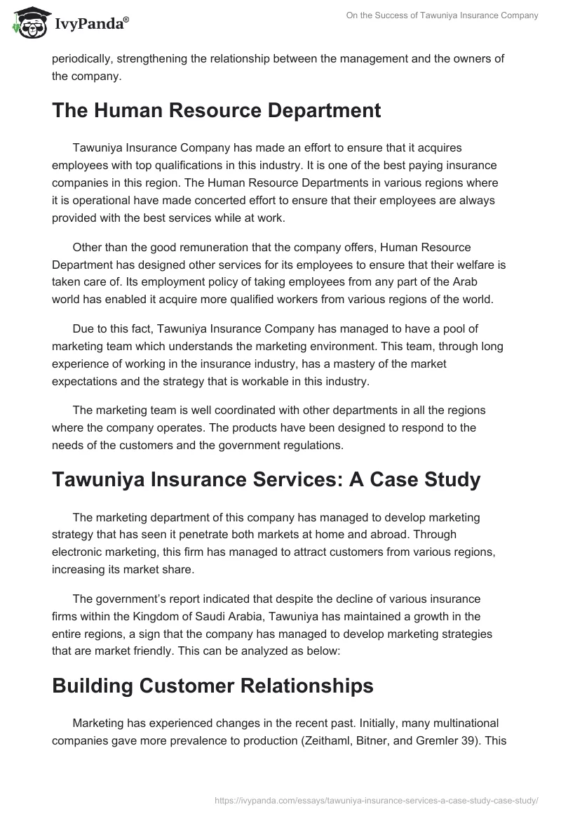 On the Success of Tawuniya Insurance Company. Page 3