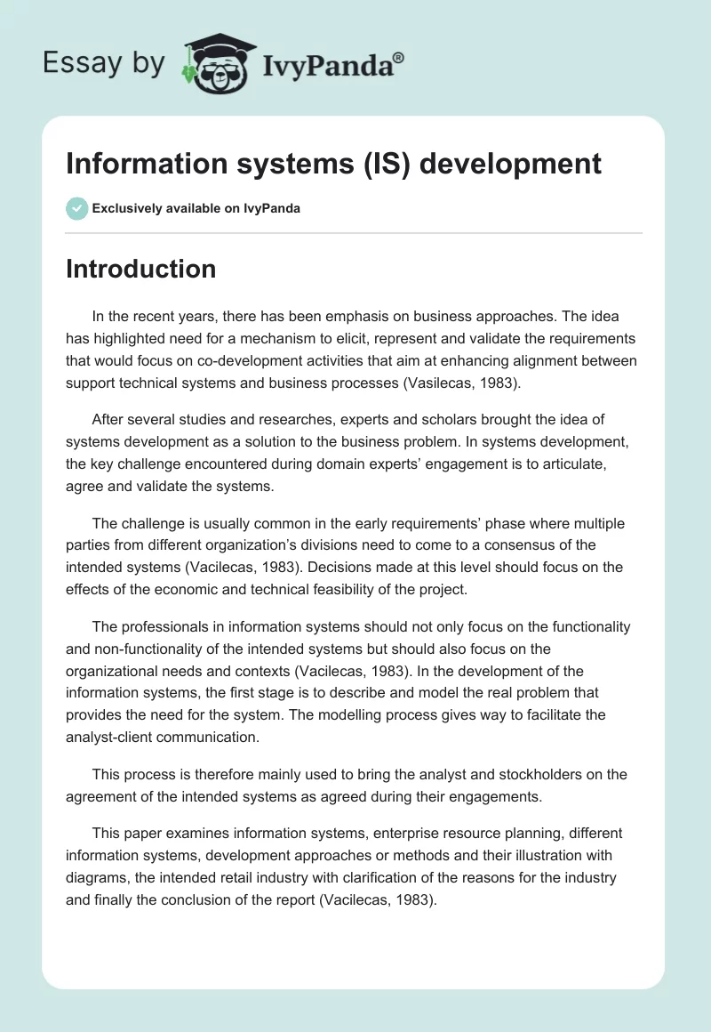 Information systems (IS) development. Page 1