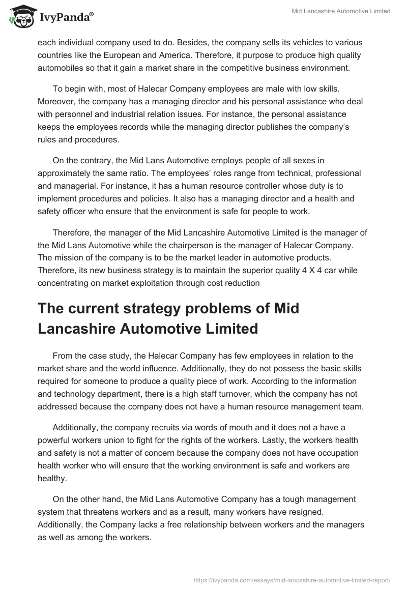 Mid Lancashire Automotive Limited. Page 2