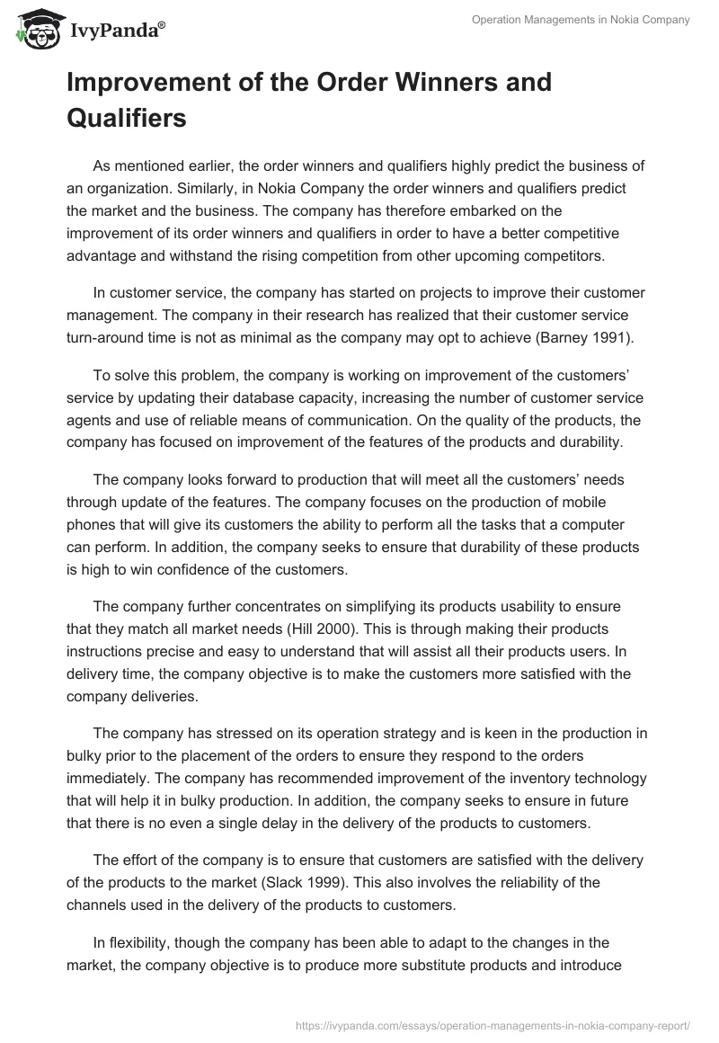 Operation Managements in Nokia Company. Page 5