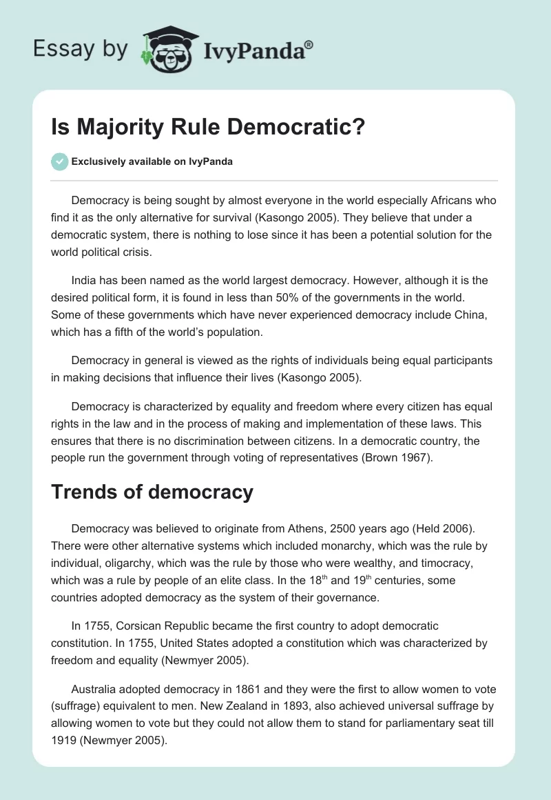 Is Majority Rule Democratic?. Page 1