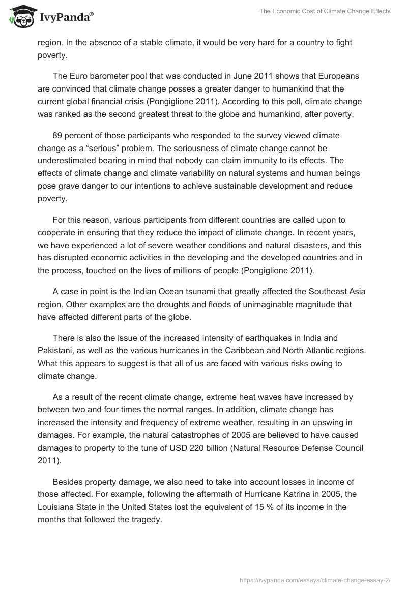 The Economic Cost of Climate Change Effects. Page 3