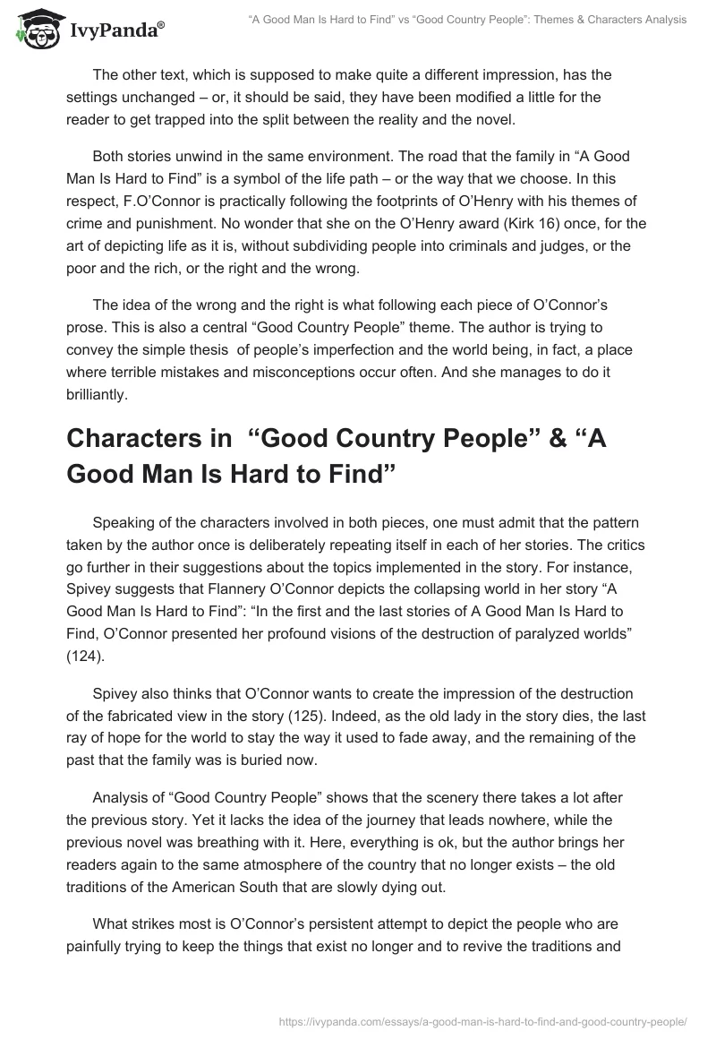 “A Good Man Is Hard to Find” vs. “Good Country People”: Themes & Characters Analysis. Page 2