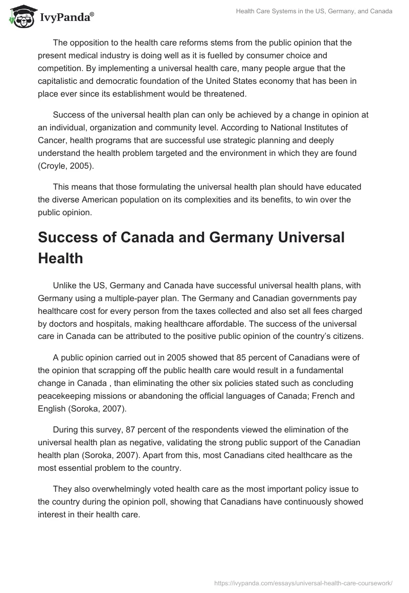 Health Care Systems in the US, Germany, and Canada. Page 2