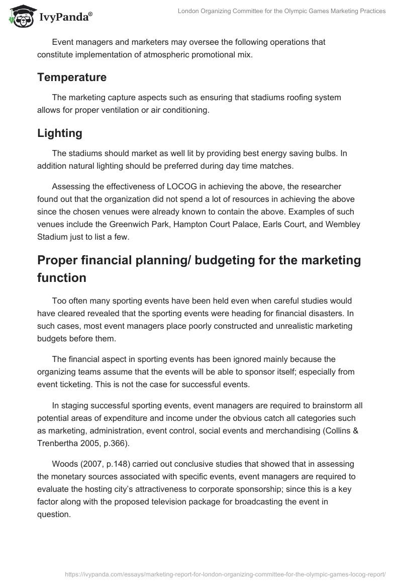 London Organizing Committee for the Olympic Games Marketing Practices. Page 5