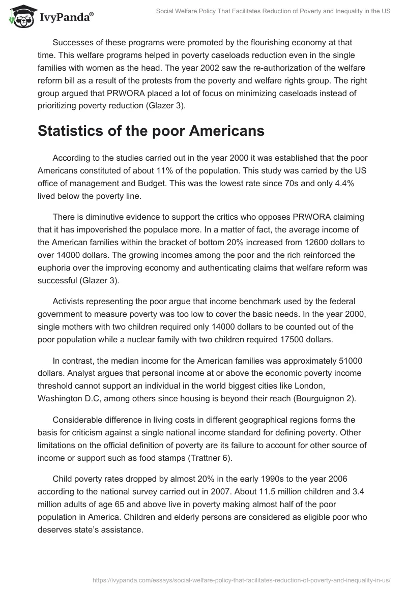 Social Welfare Policy That Facilitates Reduction of Poverty and Inequality in the US. Page 3