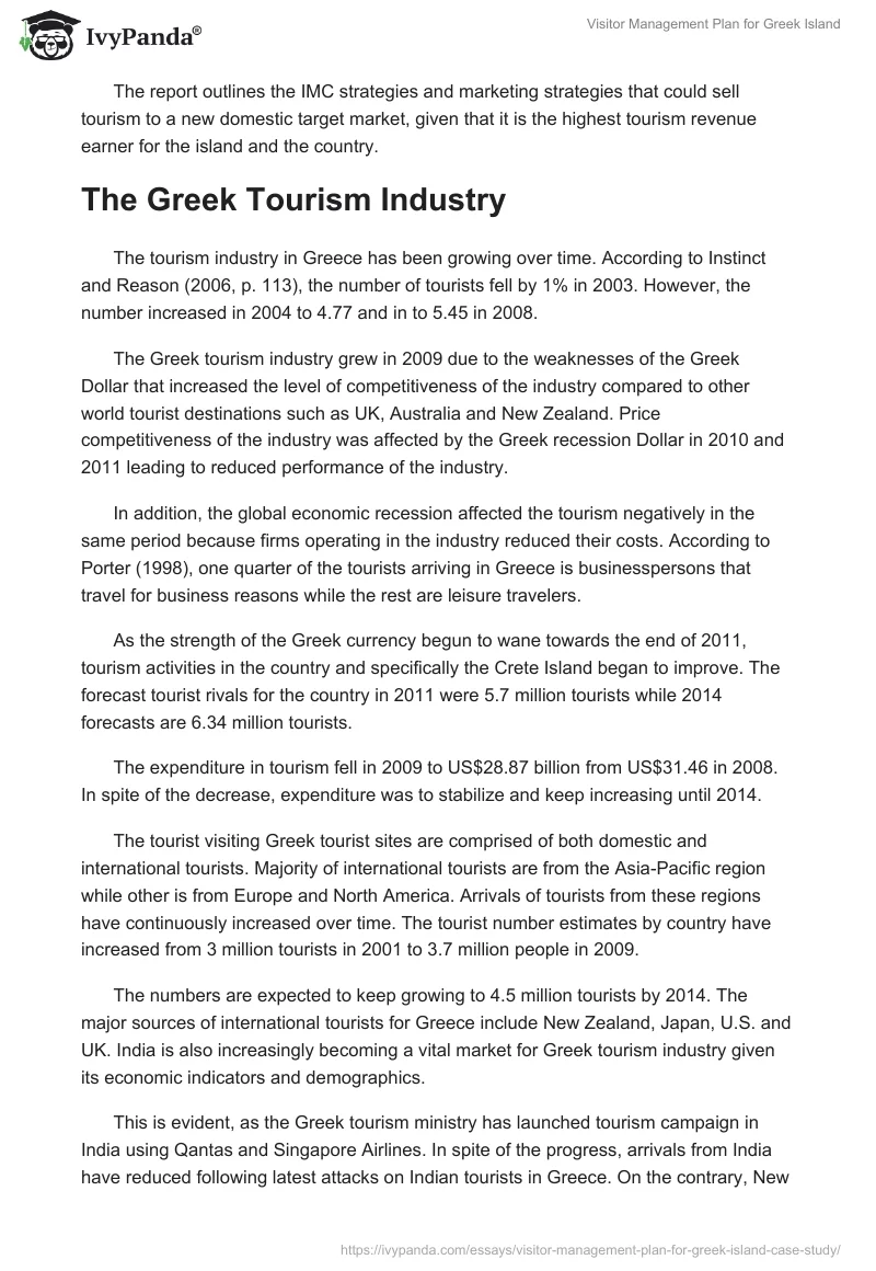 Visitor Management Plan for Greek Island. Page 2