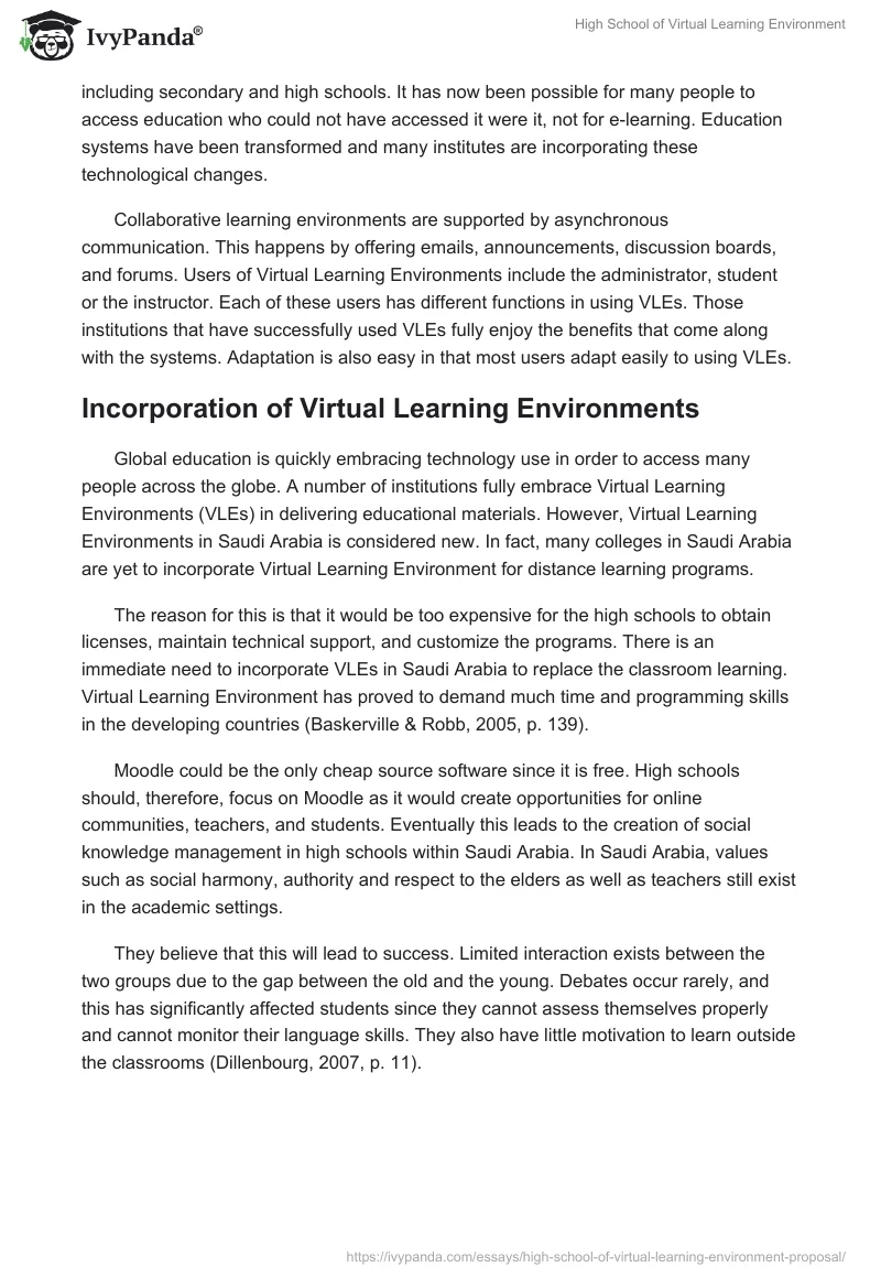 High School of Virtual Learning Environment. Page 2