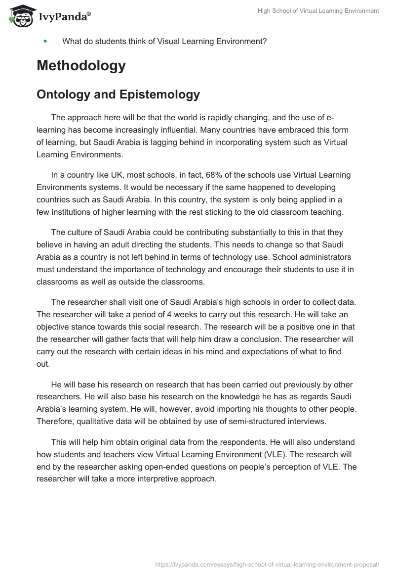 High School of Virtual Learning Environment. Page 4