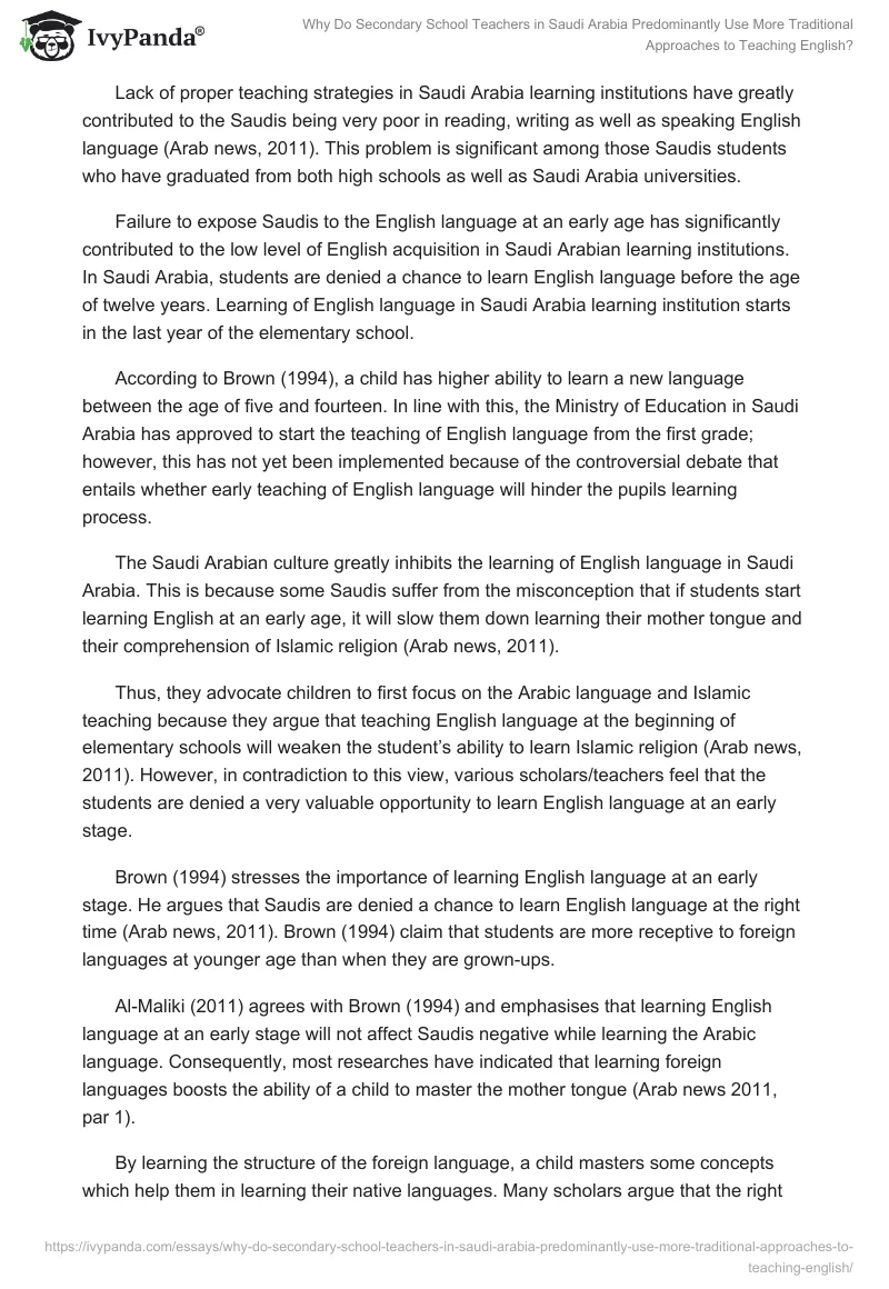 Why Do Secondary School Teachers in Saudi Arabia Predominantly Use More Traditional Approaches to Teaching English?. Page 5