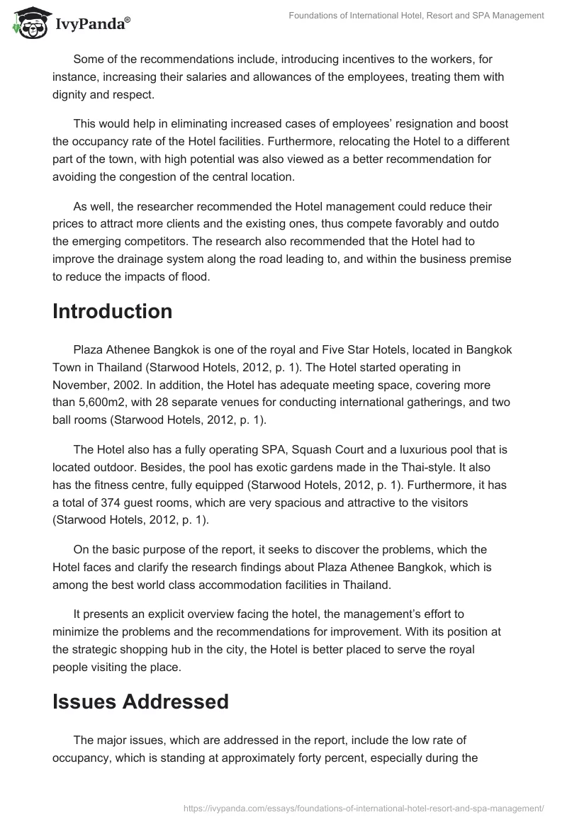 Foundations of International Hotel, Resort and SPA Management. Page 2