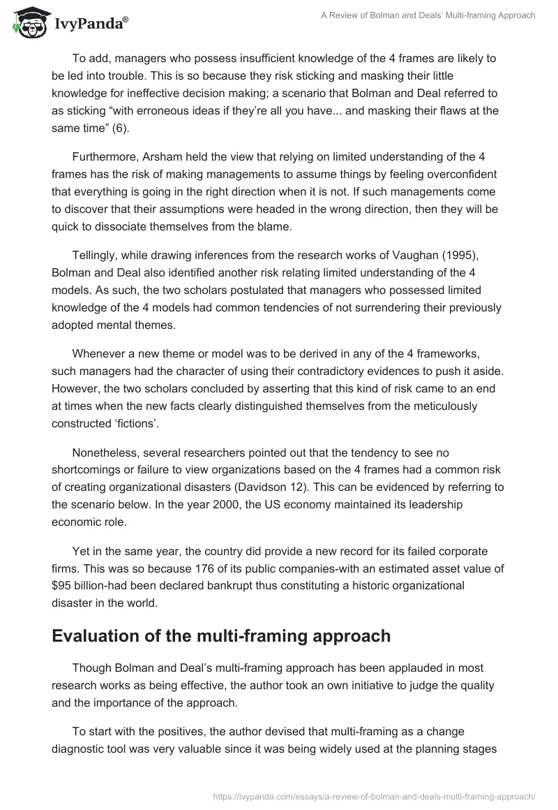 A Review of Bolman and Deals’ Multi-framing Approach. Page 4