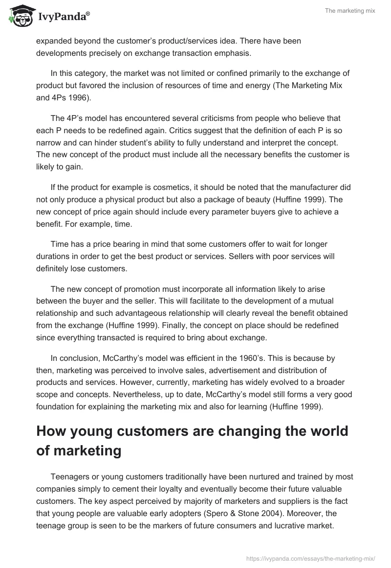 The marketing mix. Page 4