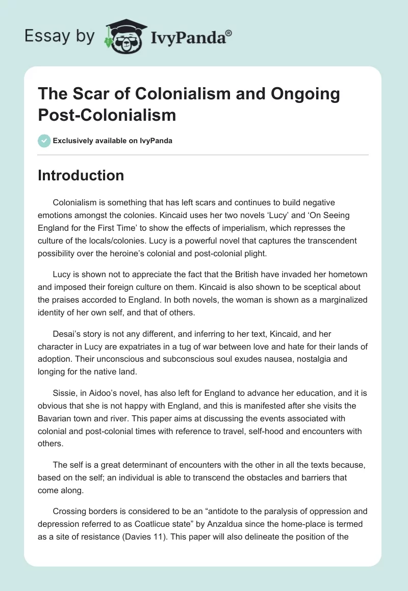 The Scar of Colonialism and Ongoing Post-Colonialism. Page 1