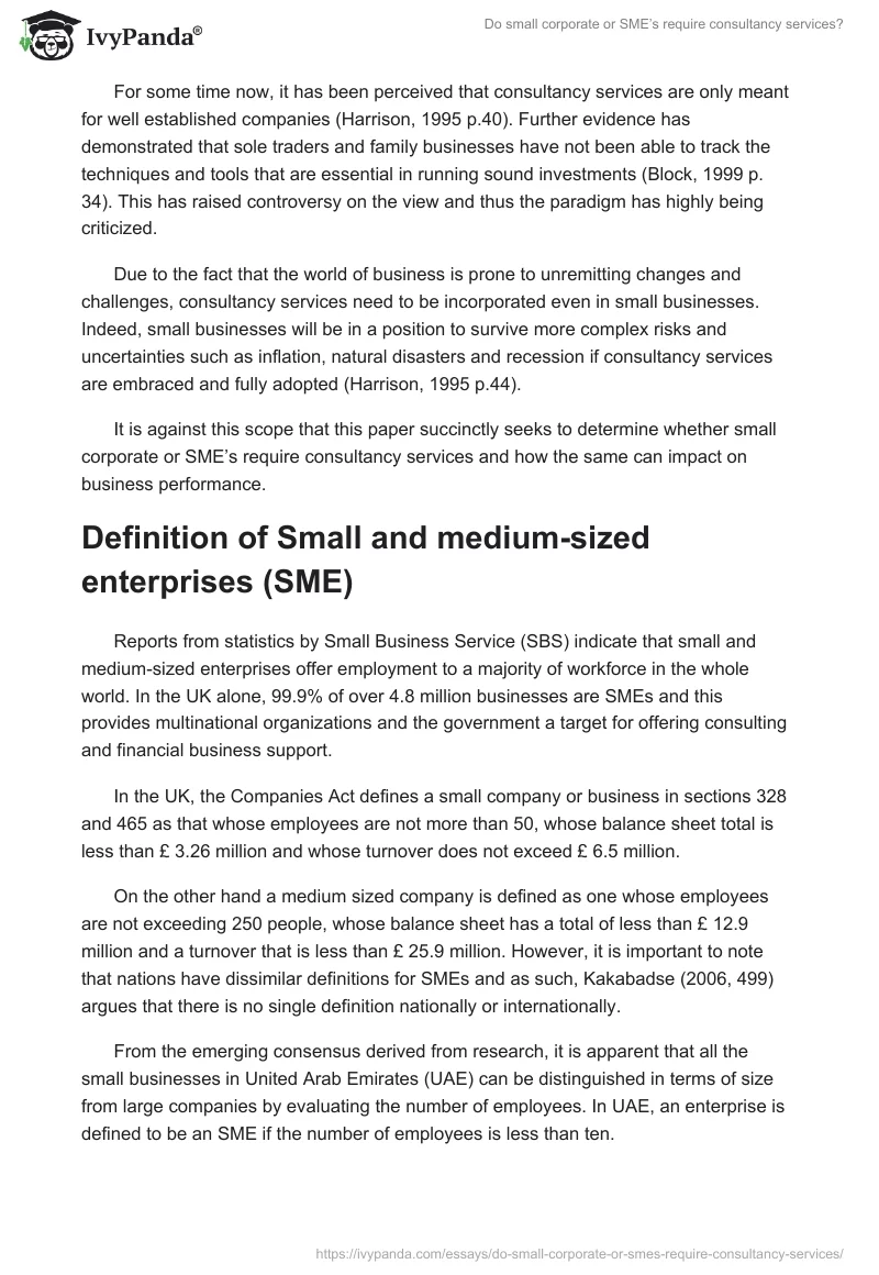 Do small corporate or SME’s require consultancy services?. Page 2