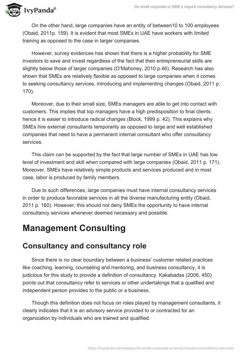 Do small corporate or SME’s require consultancy services?. Page 3
