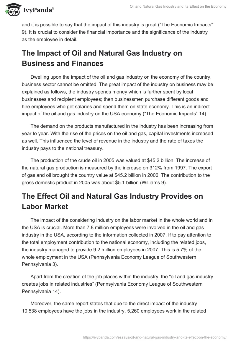 Oil and Natural Gas Industry and Its Effect on the Economy. Page 2
