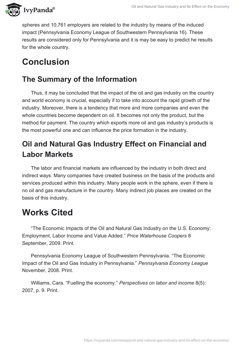Oil and Natural Gas Industry and Its Effect on the Economy. Page 3
