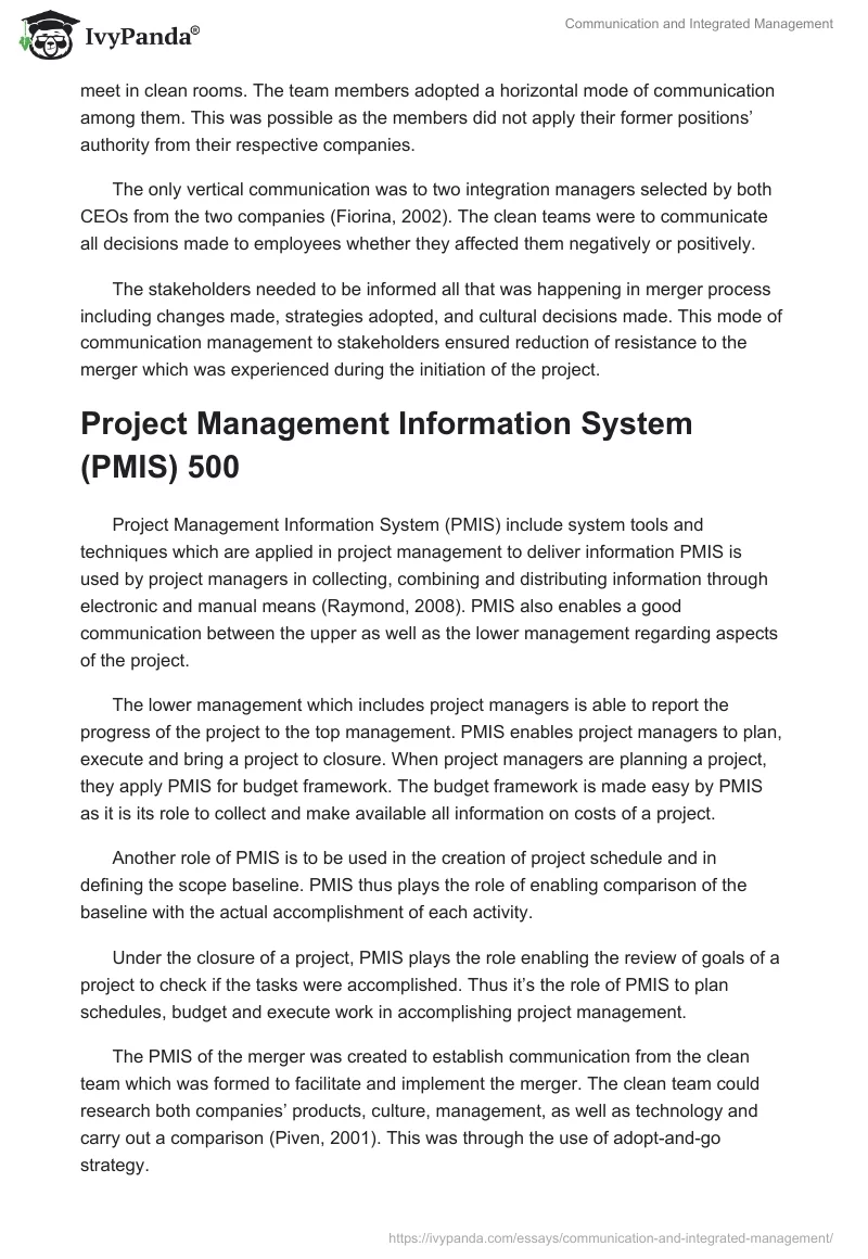 Communication and Integrated Management. Page 4