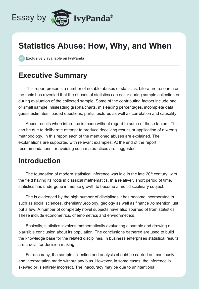 Statistics Abuse: How, Why, and When. Page 1