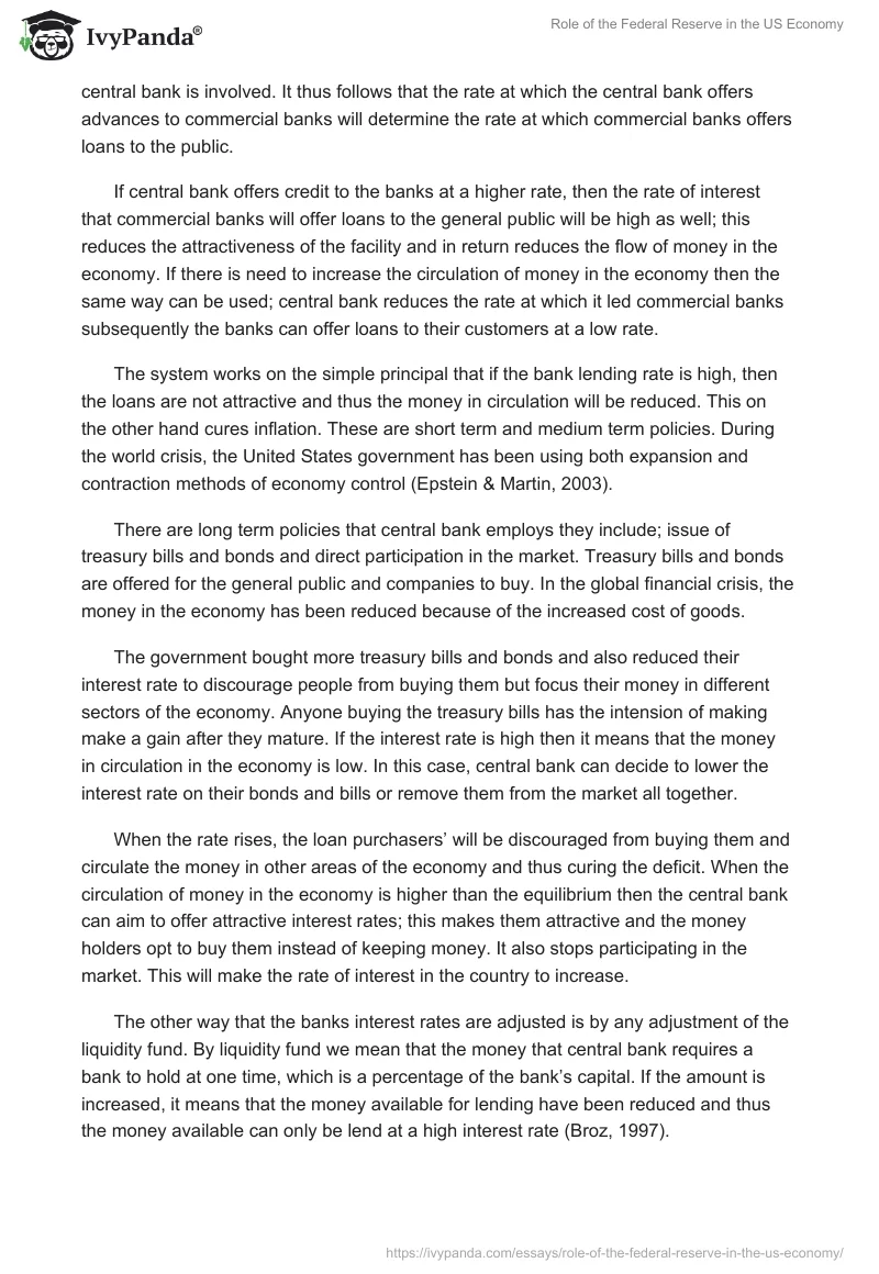 Role of the Federal Reserve in the US Economy. Page 3