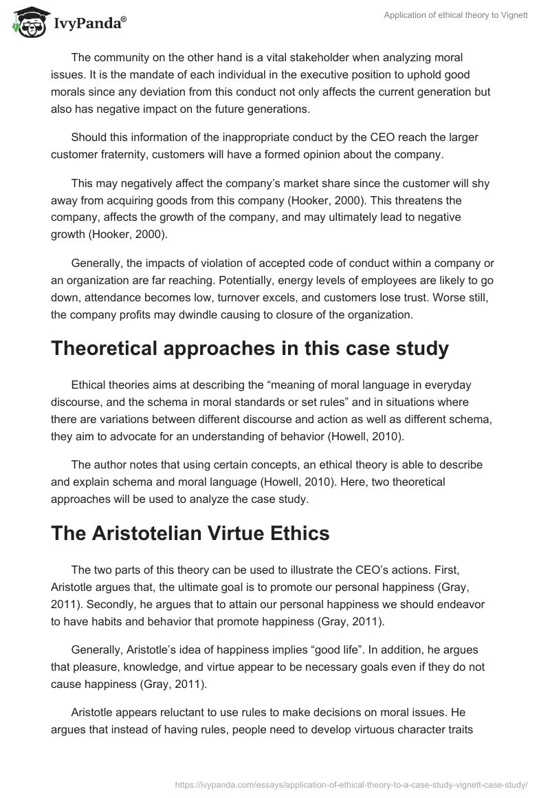 Application of ethical theory to Vignett. Page 2