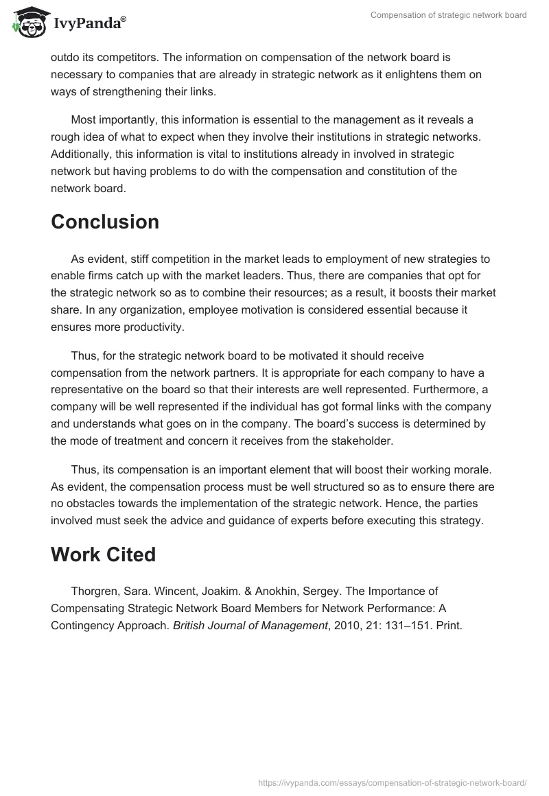 Compensation of strategic network board. Page 3