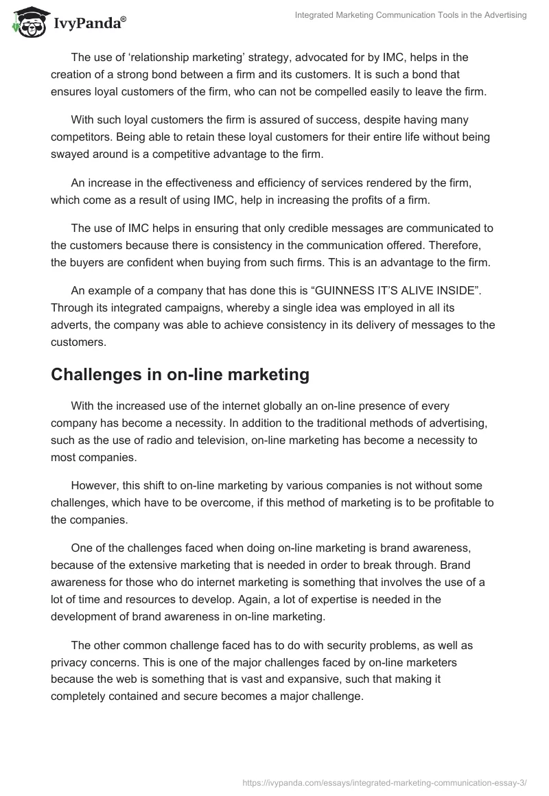 Integrated Marketing Communication Tools in the Advertising. Page 2