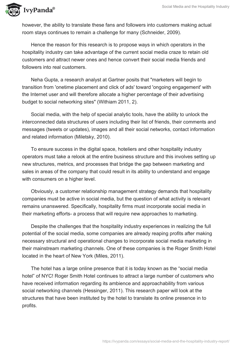 Social Media and the Hospitality Industry. Page 2