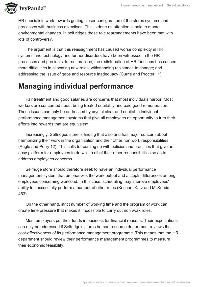 Human resource management in Selfridges stores. Page 2