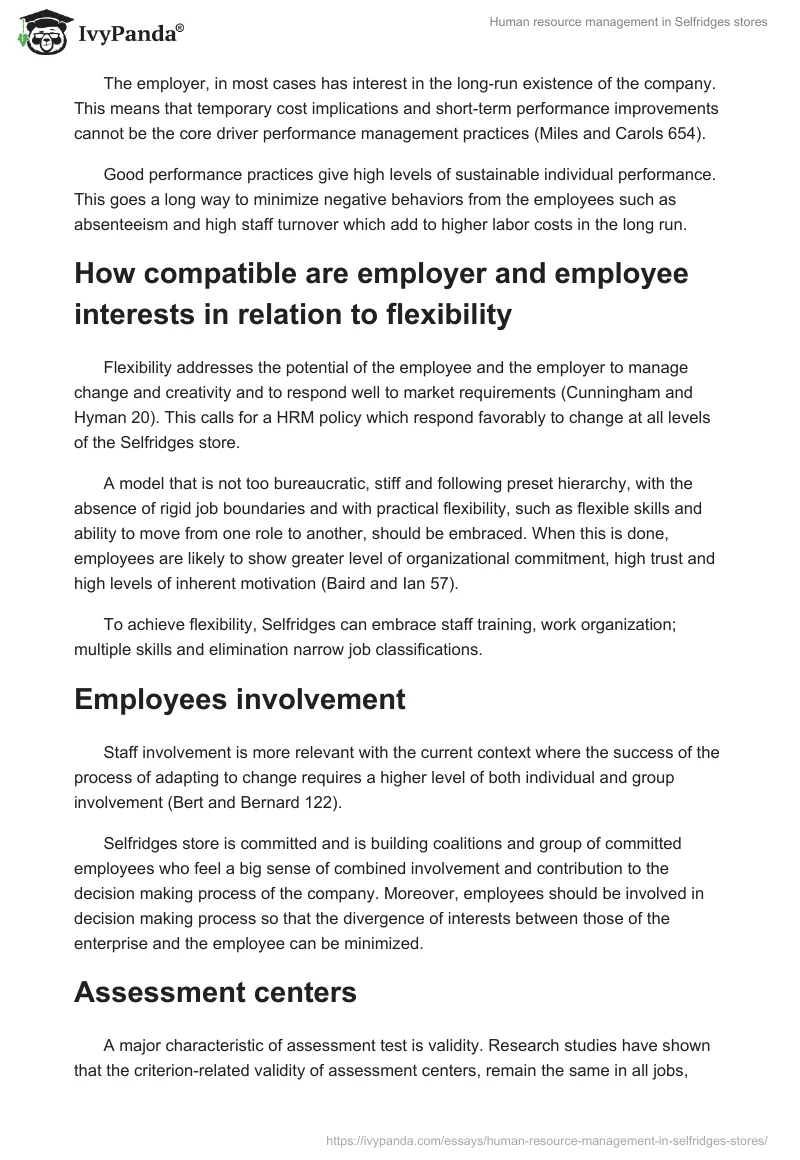 Human resource management in Selfridges stores. Page 3