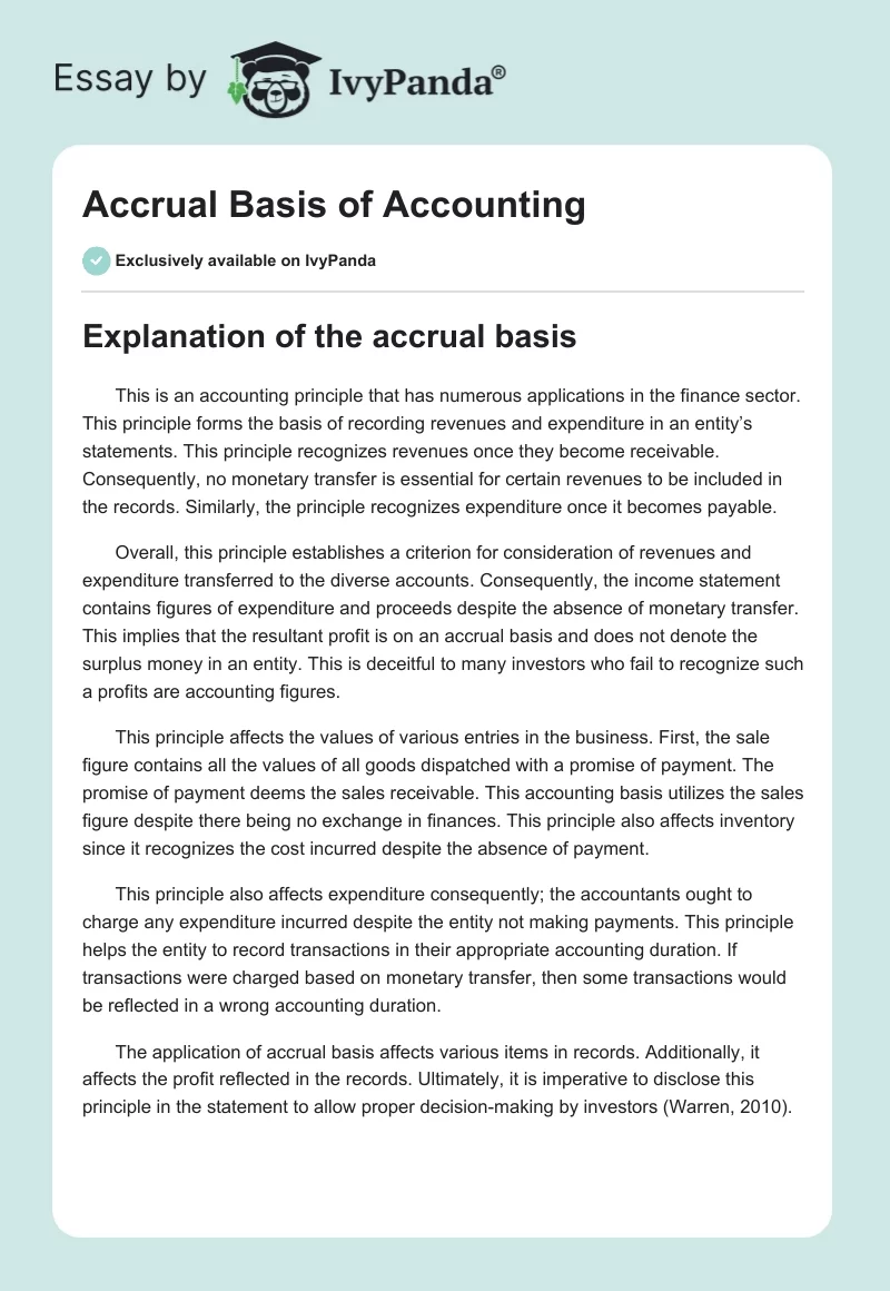 Accrual Basis of Accounting. Page 1