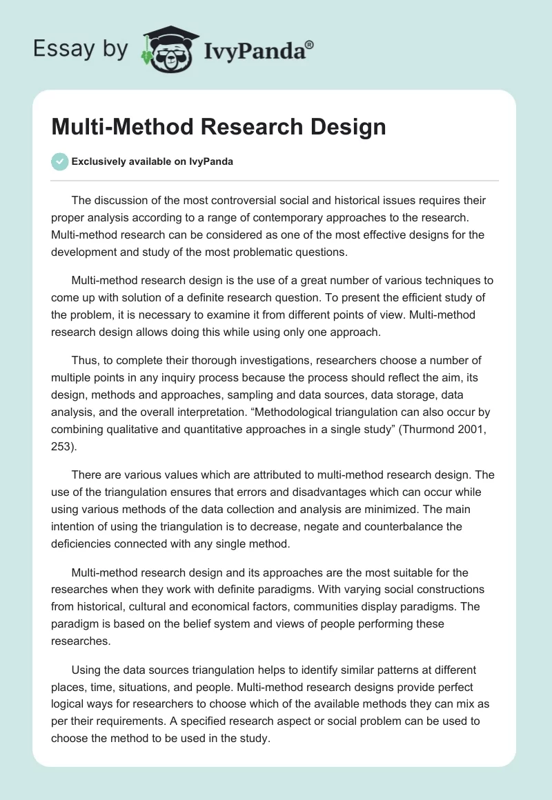 Multi-Method Research Design. Page 1