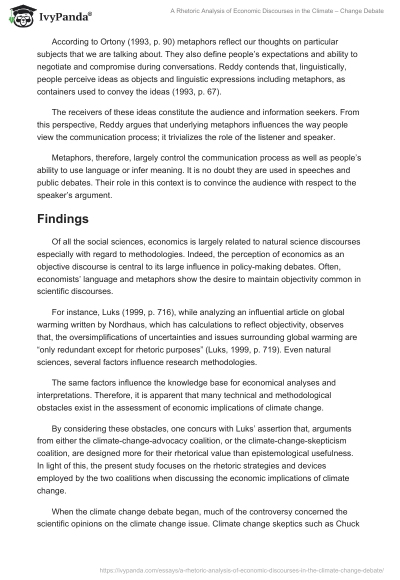 A Rhetoric Analysis of Economic Discourses in the Climate – Change Debate. Page 3