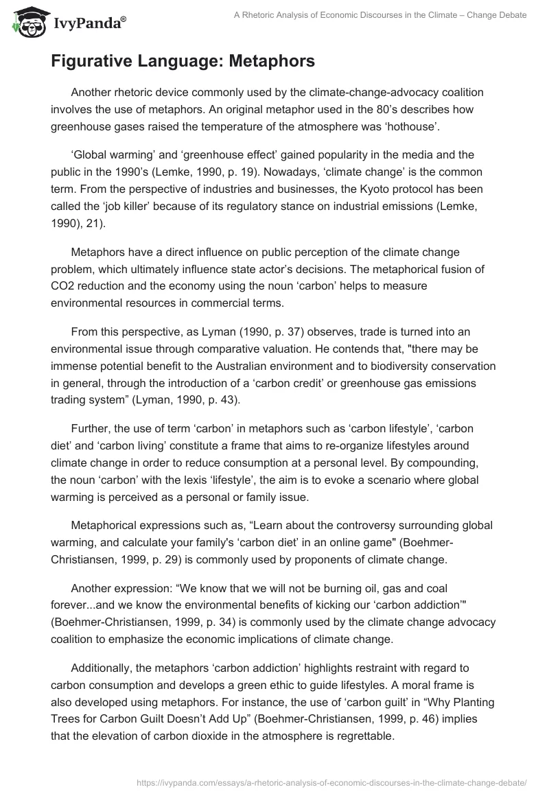 A Rhetoric Analysis of Economic Discourses in the Climate – Change Debate. Page 5