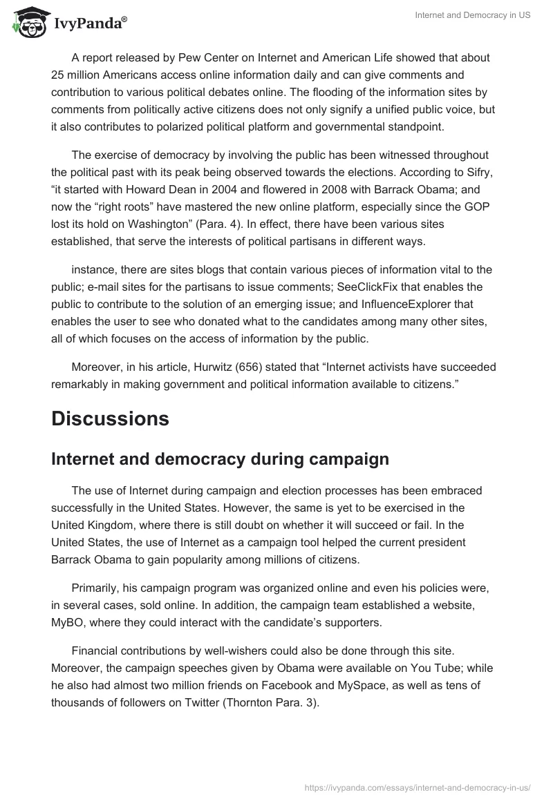 Internet and Democracy in US. Page 2