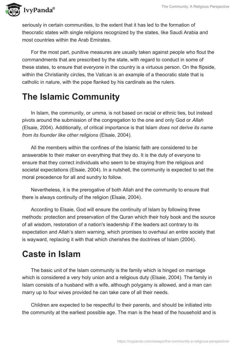 The Community: A Religious Perspective. Page 2