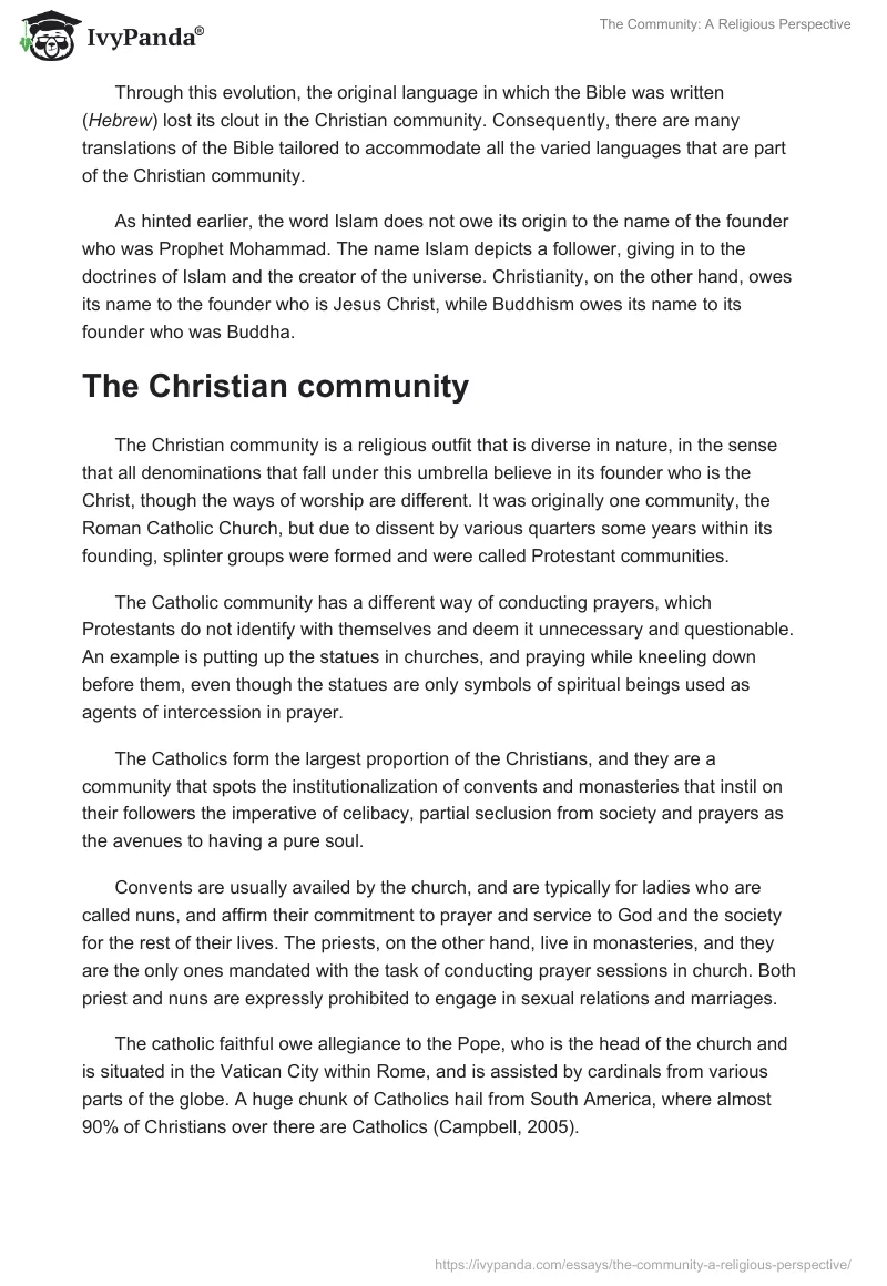 The Community: A Religious Perspective. Page 4
