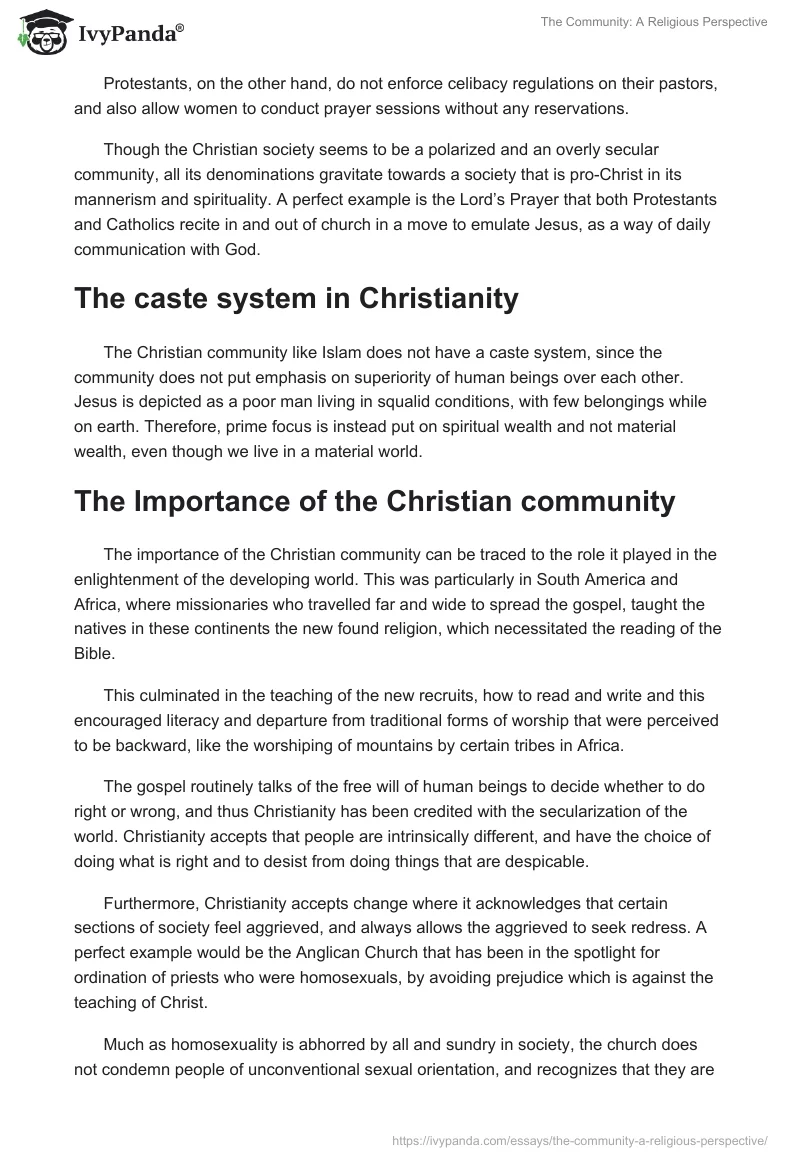 The Community: A Religious Perspective. Page 5