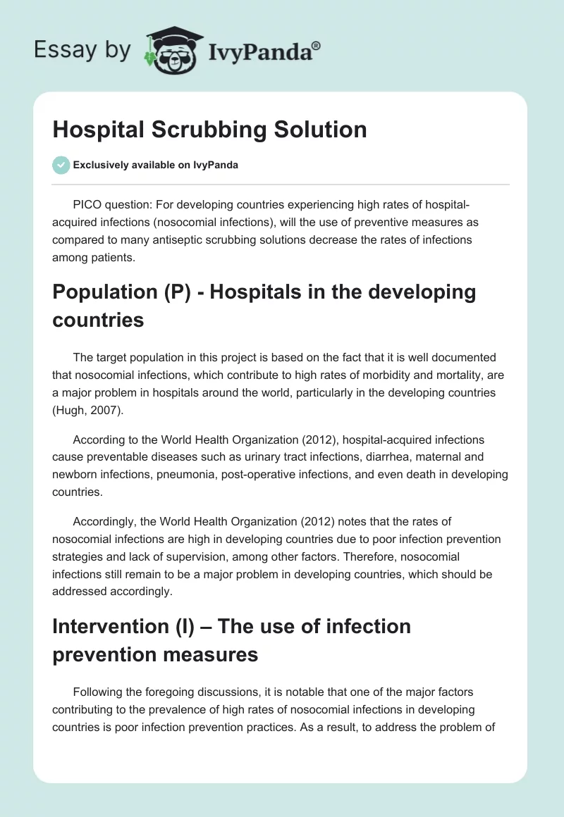 Hospital Scrubbing Solution. Page 1