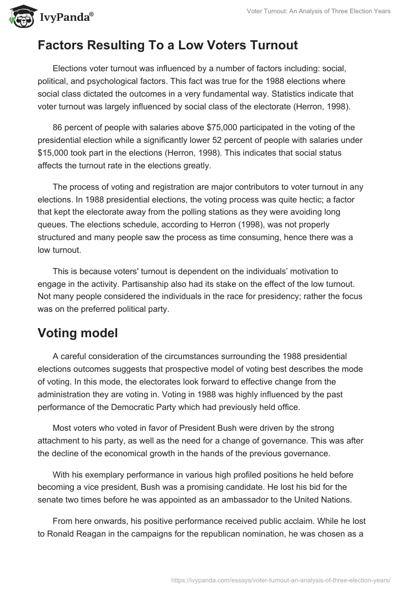 Voter Turnout: An Analysis of Three Election Years. Page 2